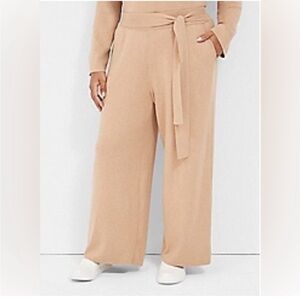 Lane Bryant Pull on Sweater Pants with Tie at Waist in Light Tan Size 22P